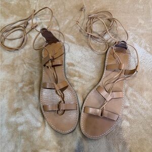 Madewell Boardwalk Lace-Up Sandals in leather